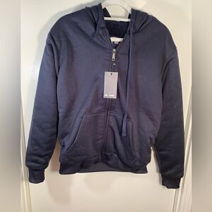 Sportswear NWT navy blue fleece lined zip up hooded sweatshirt Size medium